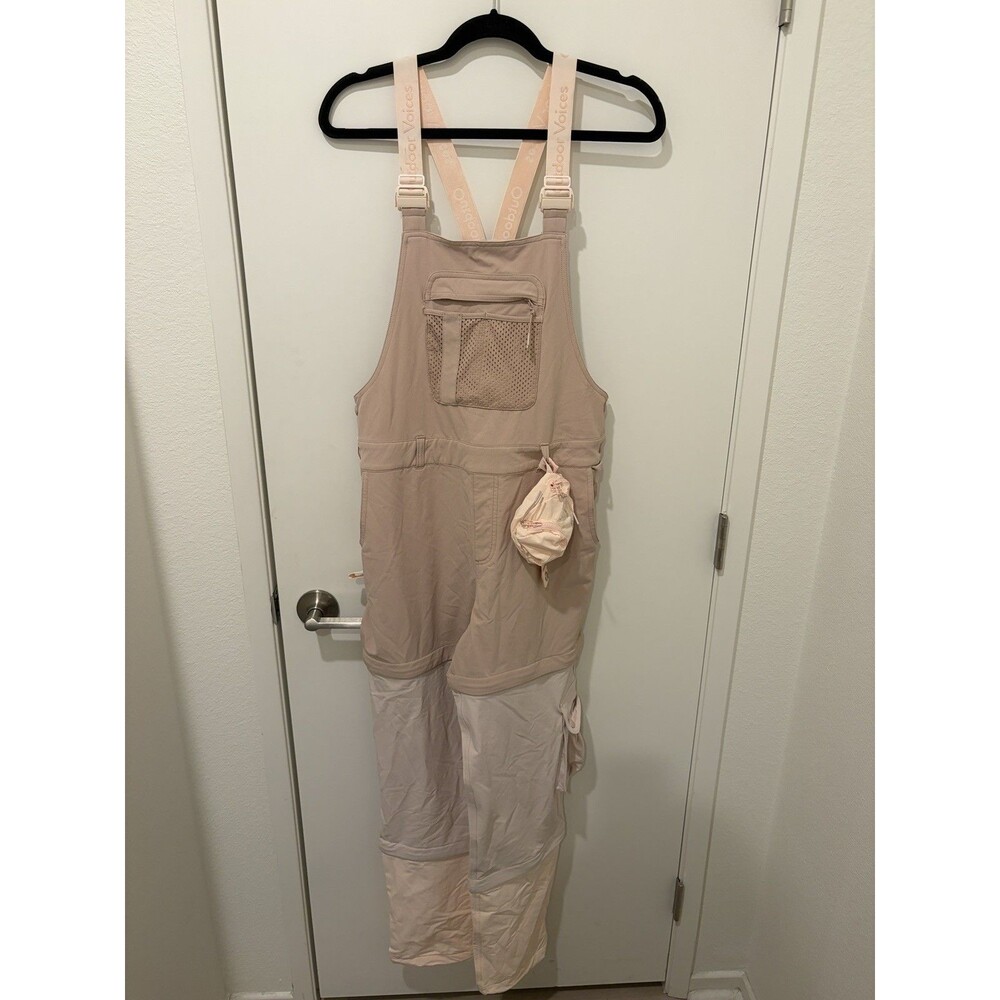 Outdoor Voices Cream RecTrek Hiking Overalls Zip Off Gorpcore Jumpsuit Size S